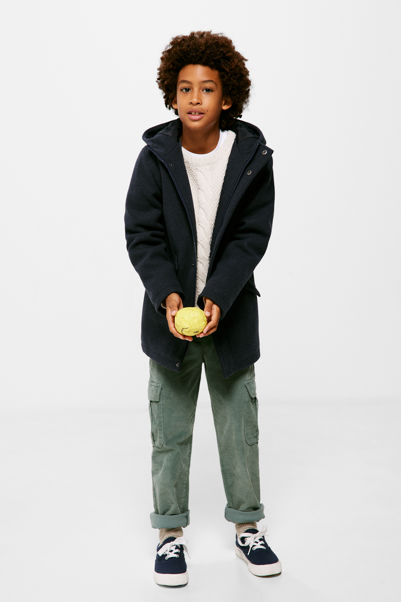 Parka com capuz e efeito lã para meninos
