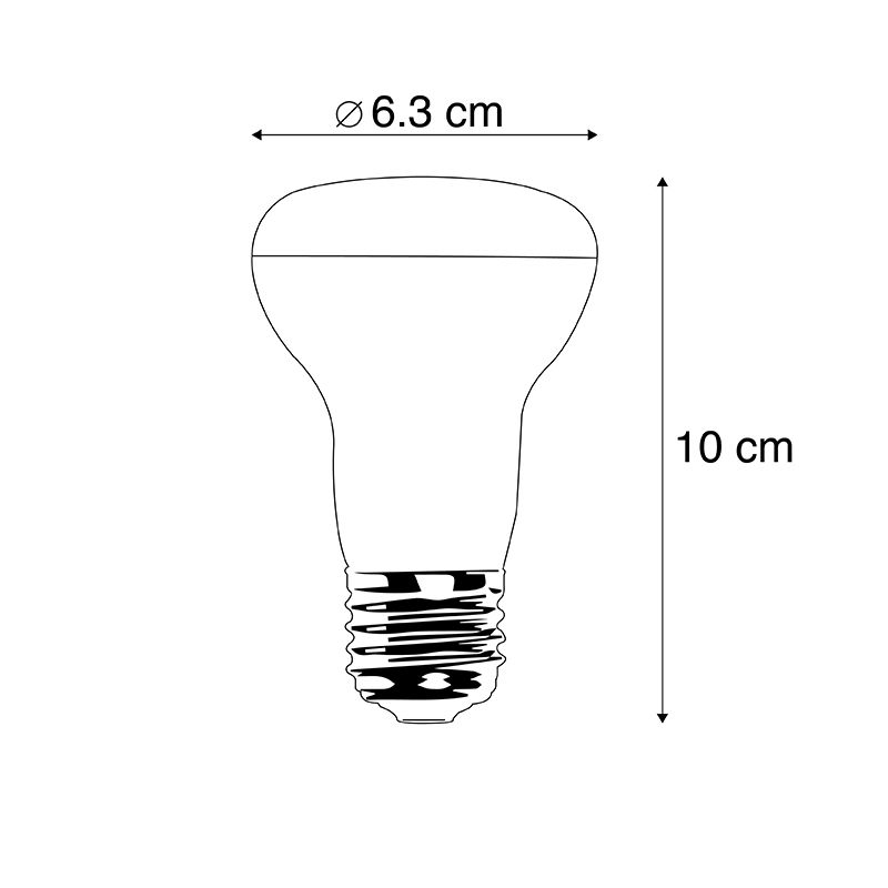 Set van 5 E27 dimbare LED lamp R63 6,2W 520 lm 2700K