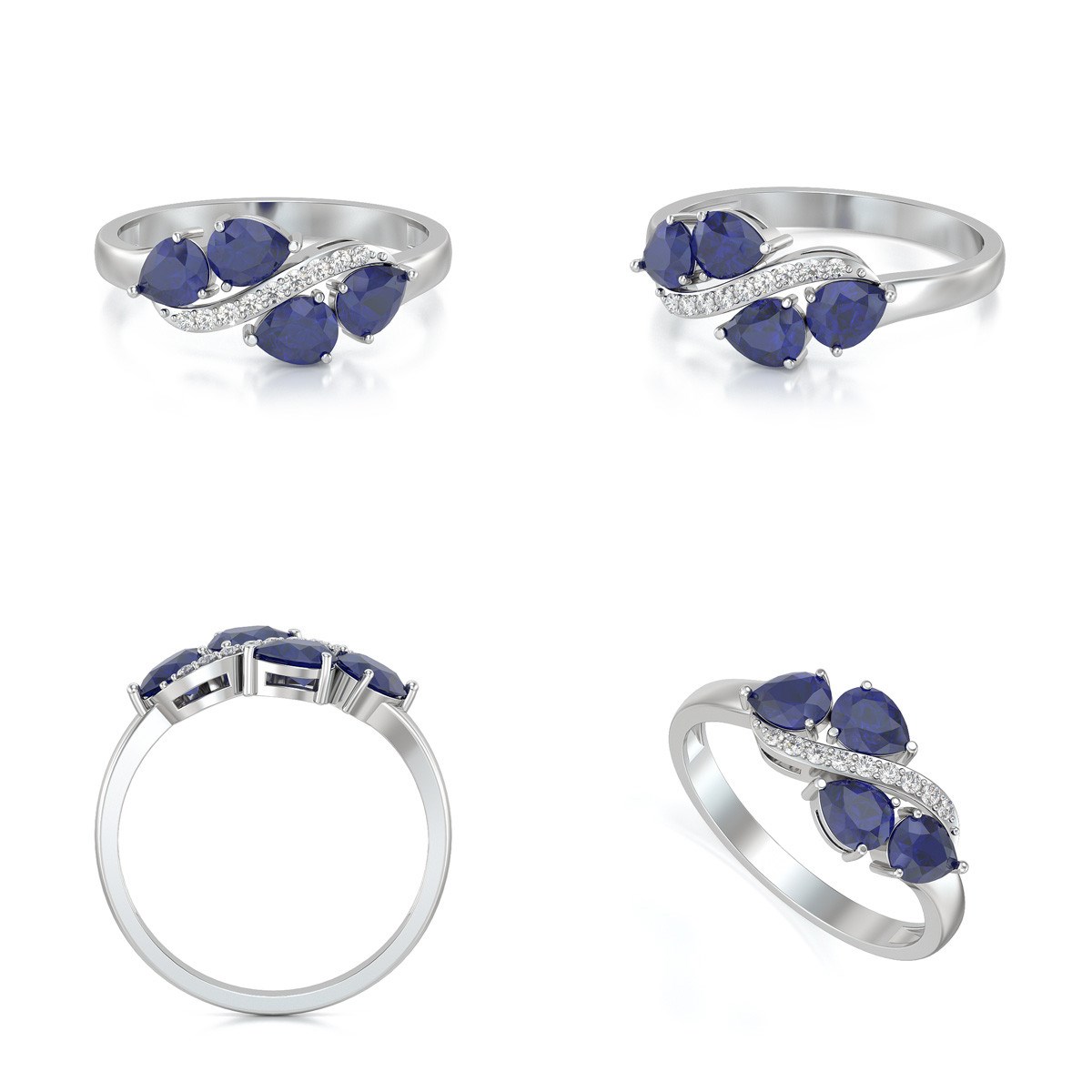 Bague ADEN ADEN Saphir et diamants sur Argent 925 2.414grs