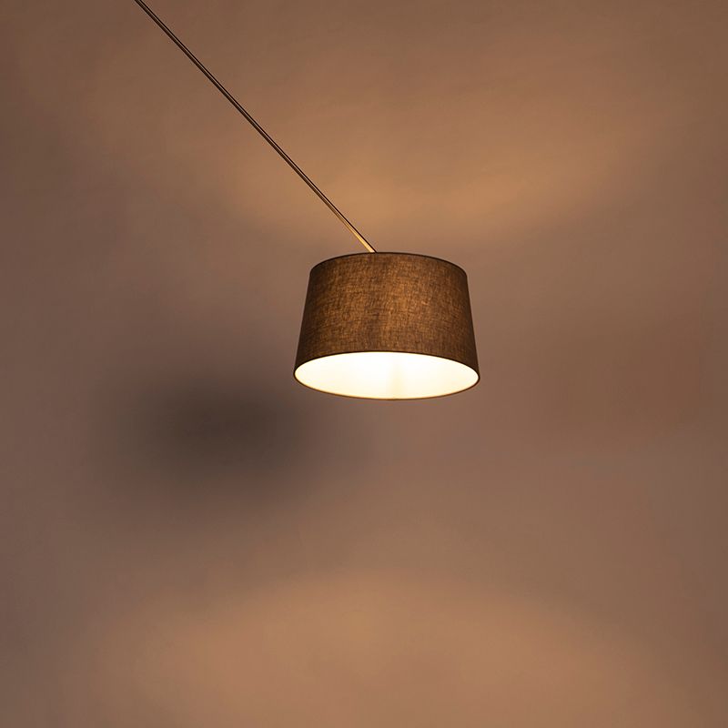 Hanglamp staal met linnen kap donkergrijs 35 cm - Blitz