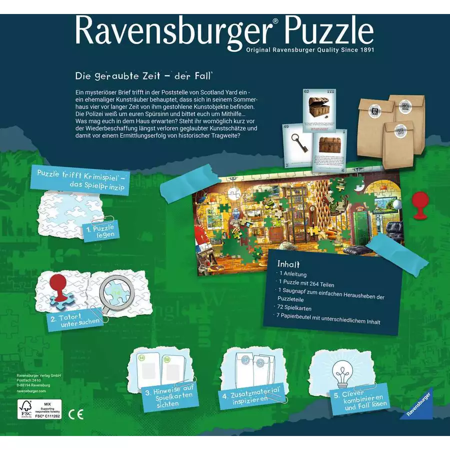 Ravensburger Puzzle X Crime Kids: Die geraubte Zeit bunt