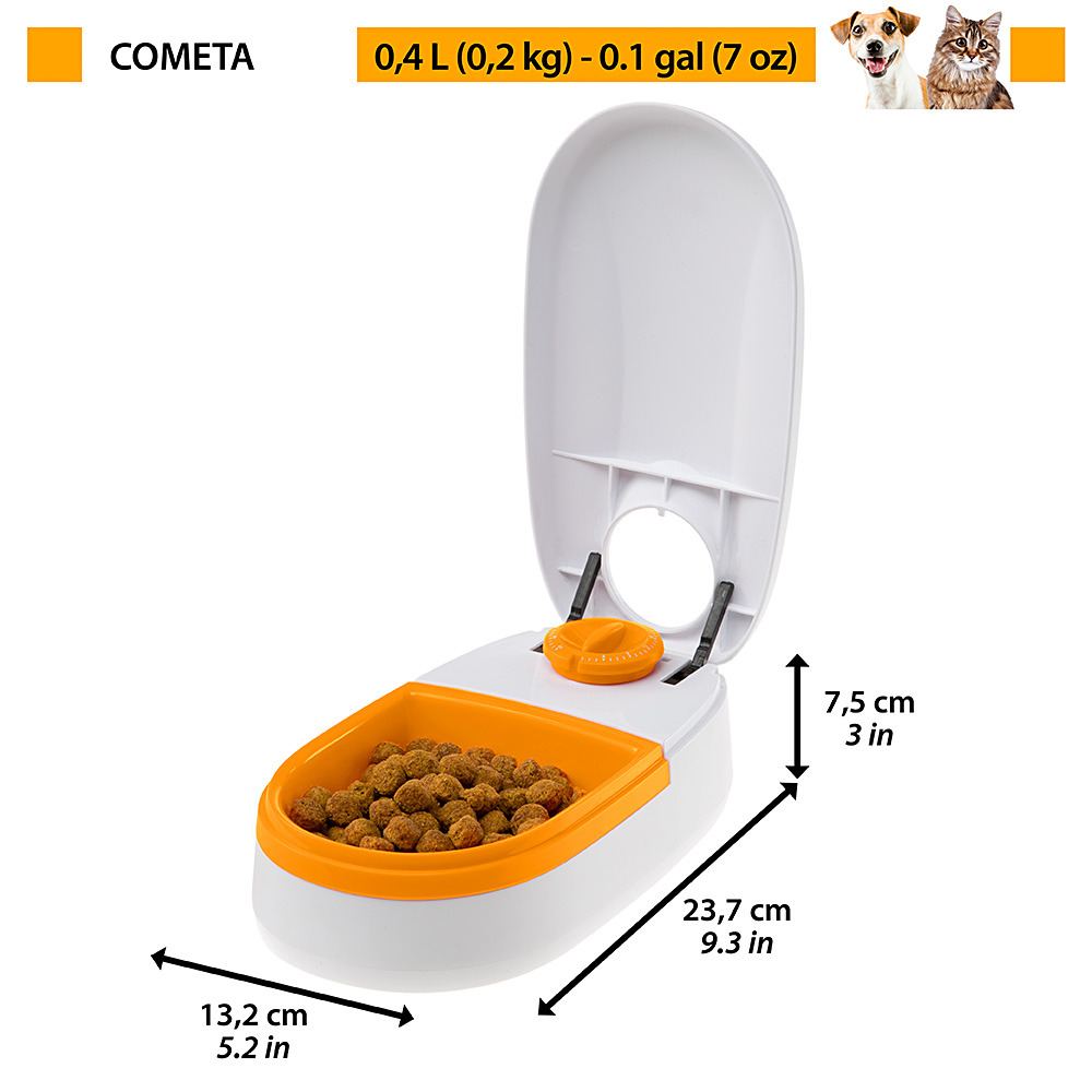 Distributeur automatique de nourriture pour chiens et chats cometa, écuelle 0,4 l avec timer, anti-dérapant
