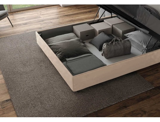ITYHOME - Lit coffre mados 180x200 microfibra sable