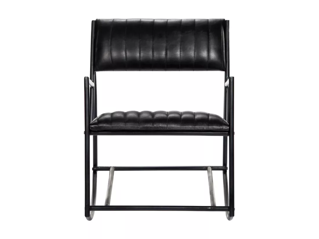 Chaise à bascule Noir Cuir véritable