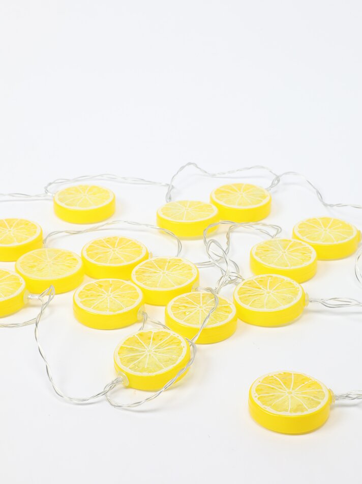 Cordão de luzes LED em formato de limão, com 15 unidades - Amarelo