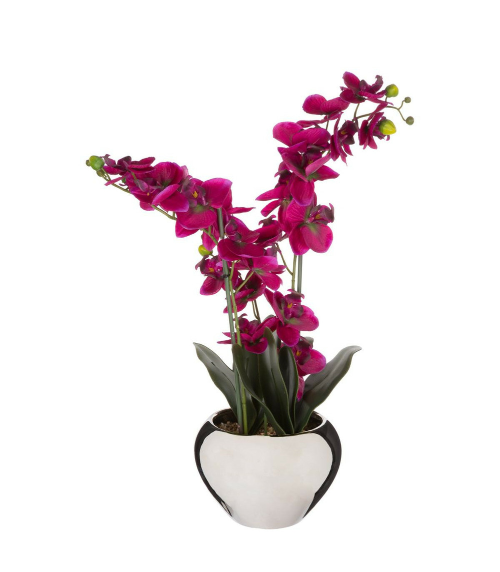 Plante artificielle orchidée dans un pot argent h 57 cm