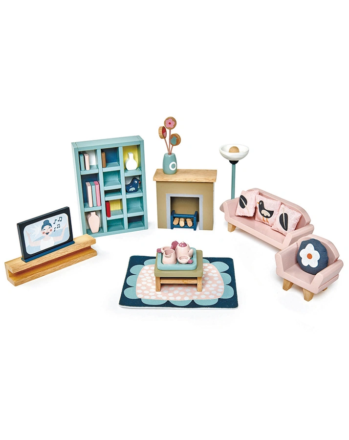 Puppenhaus-Möbel WOHNZIMMER 33-teilig