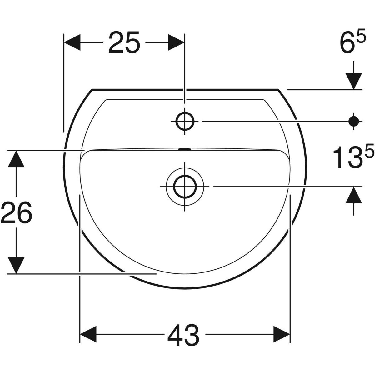 Geberit Bastia ronde fontein met kraangat 50x41cm wit glans