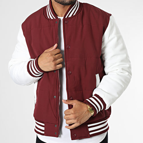 Veste Teddy Bordeaux Blanc