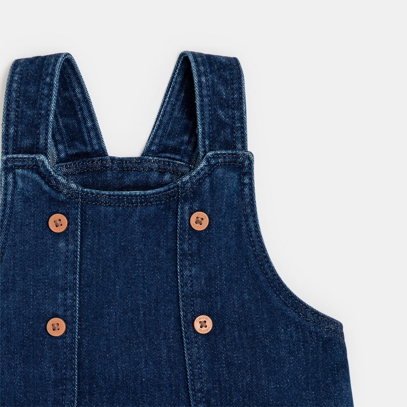 Robe salopette denim bleue bébé fille
