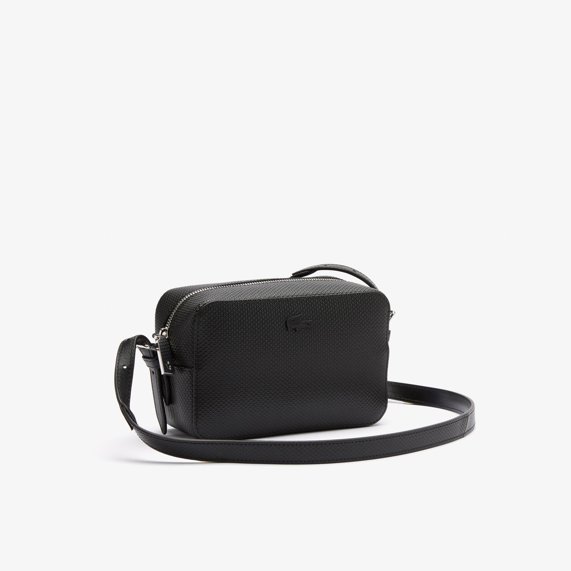 Petit sac à bandoulière unisexe Chantaco zippé en cuir piqué Sacs à bandoulière - Noir - Lacoste - Unisex