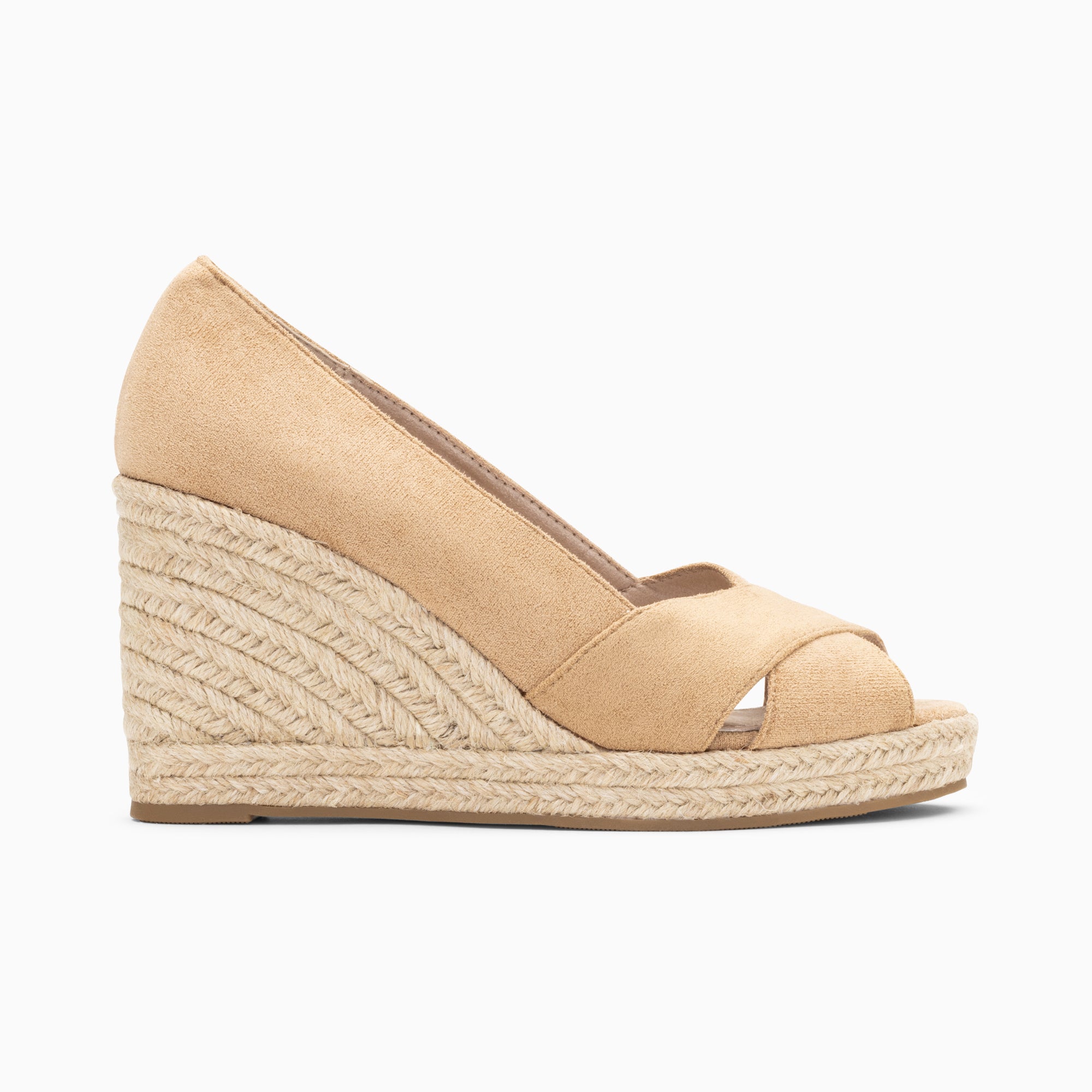 Sandales à talon, Compensées-Sandales compensées peep-toe Léonie beiges