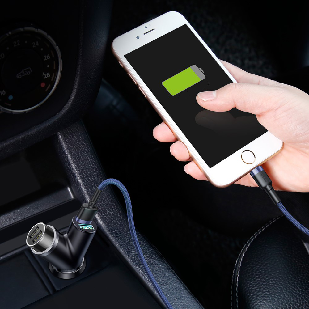 (40W) 2x USB A Auto KFZ Ladegerät mit Zigarettenanzünder - Schwarz