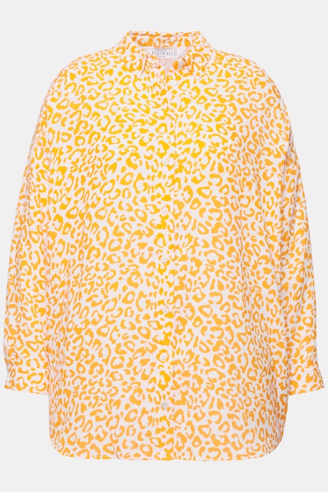 Bluse, oversized, Musselin, Color-Leo