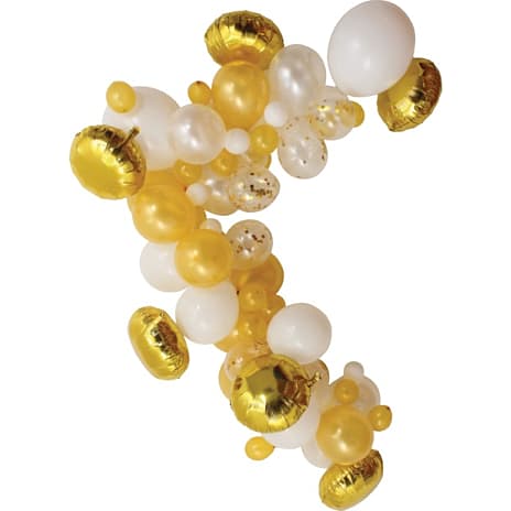 Salling ballonbue med 72 balloner - hvid/guld/konfetti