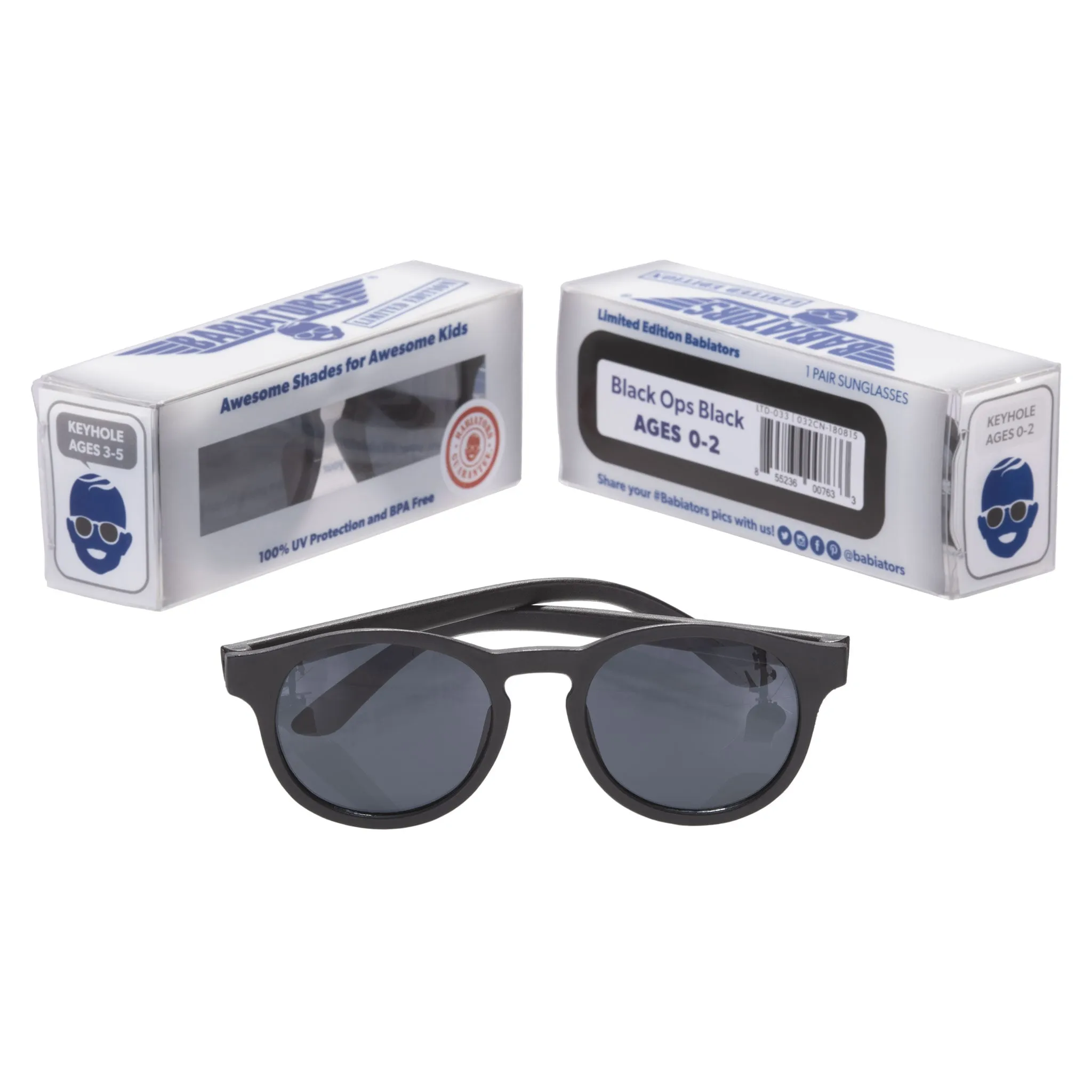 Babiators Lunette de Soleil Keyhole Noire 0-2ans