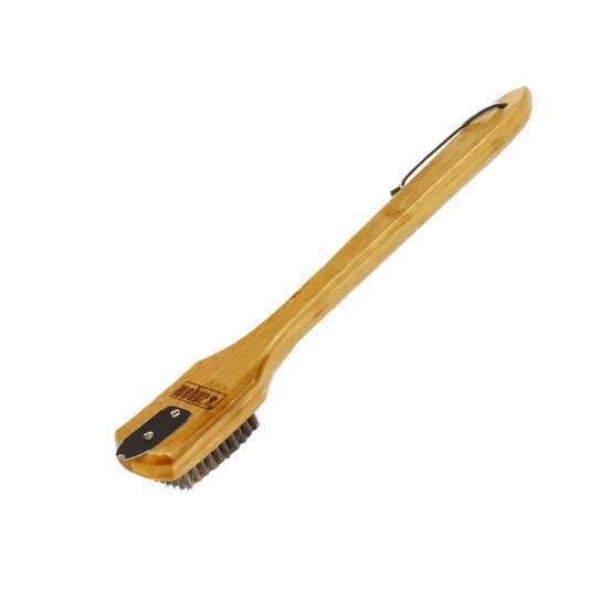 Grande brosse avec manche en bois et grattoir en métal