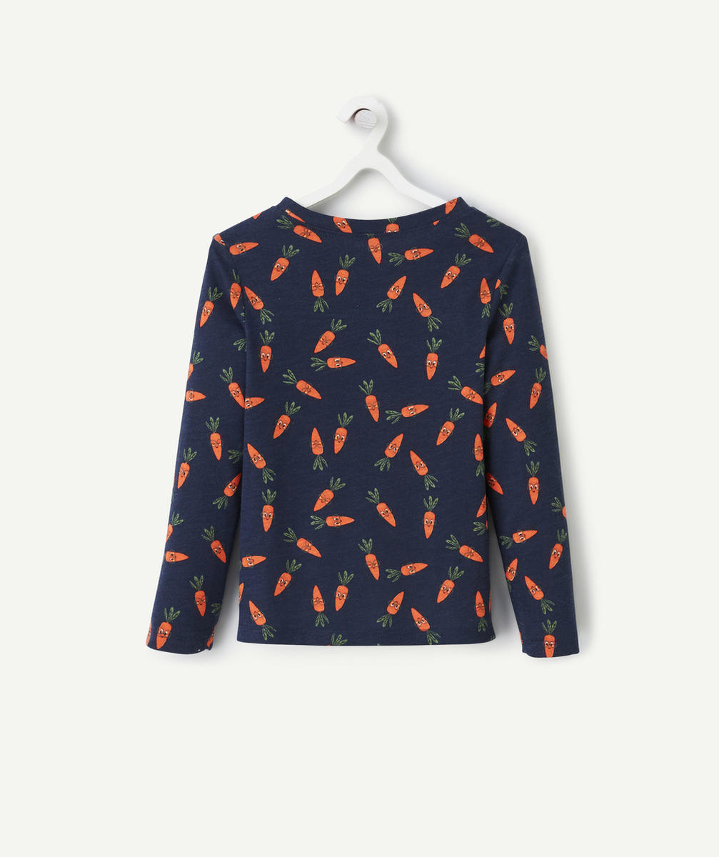 DAMARTT-SHIRT THERMOLACTYL BLEU MARINE AVEC IMPRIMÉ CAROTTE