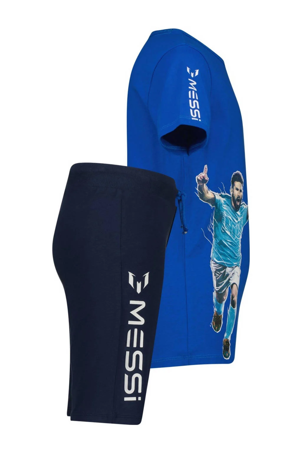 Messi shortama Goal met printopdruk hardblauw/donkerblauw