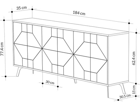 CONCEPT1 - Bahut Dune anthracite 183,8 x 35 x 77,4cm