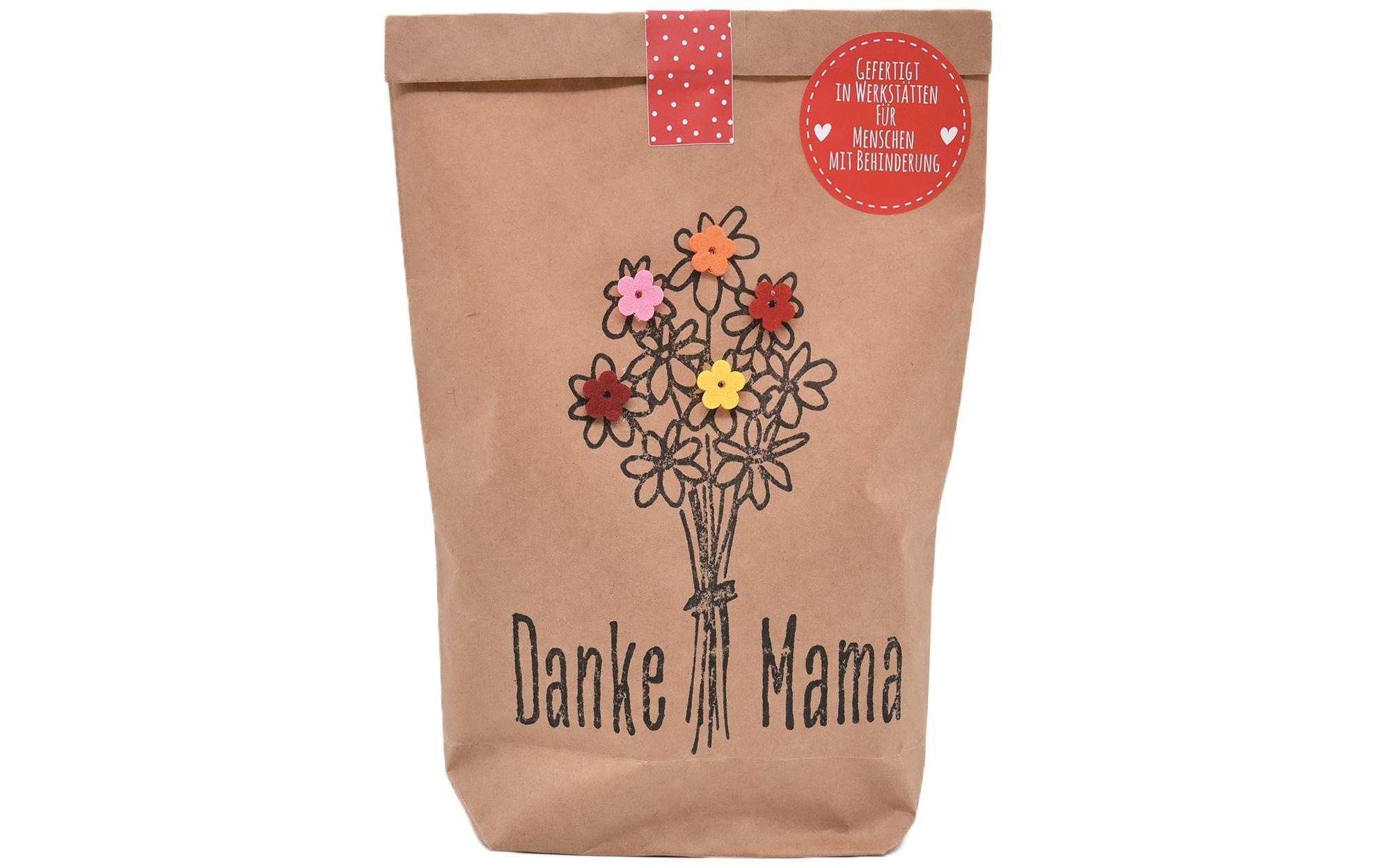 Mitbringsel Wundertüte MamaGeschenktüte mit Filzblüten Strauss