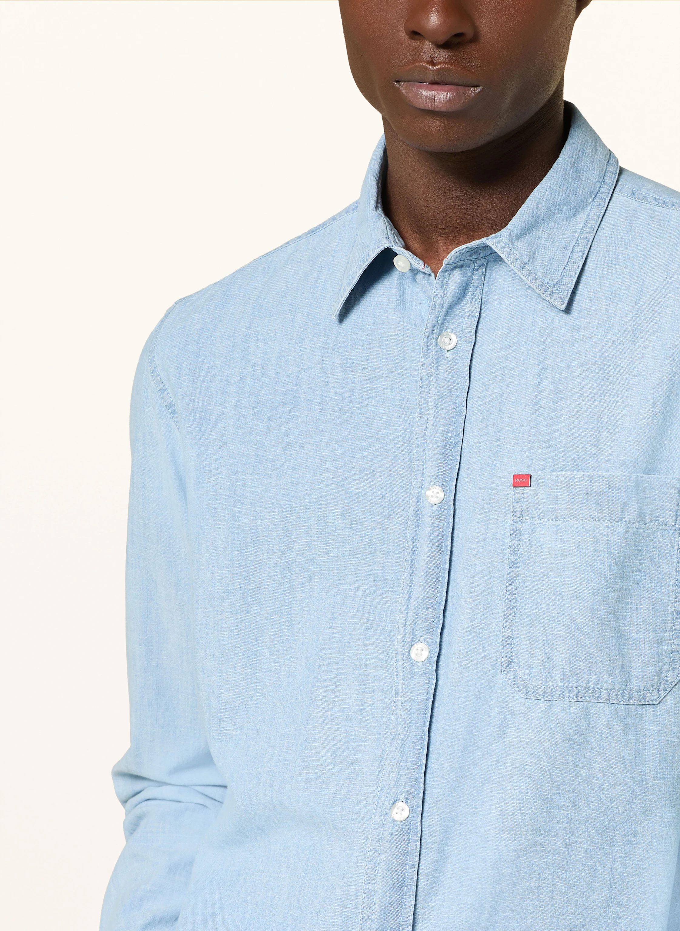 HUGO Hemd ERILLO Oversize-Fit in Jeansoptik