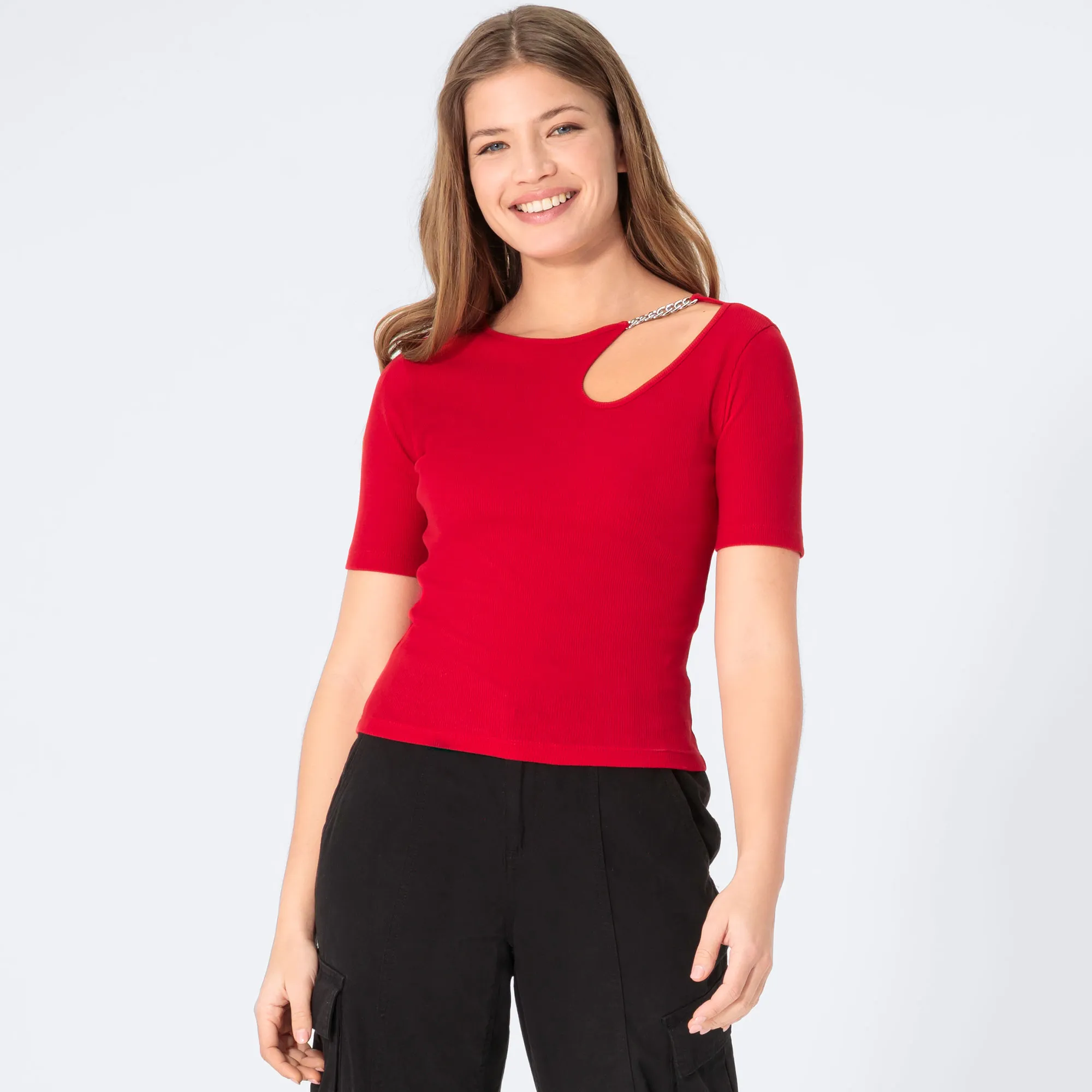 Damen-T-Shirt mit Zierkette