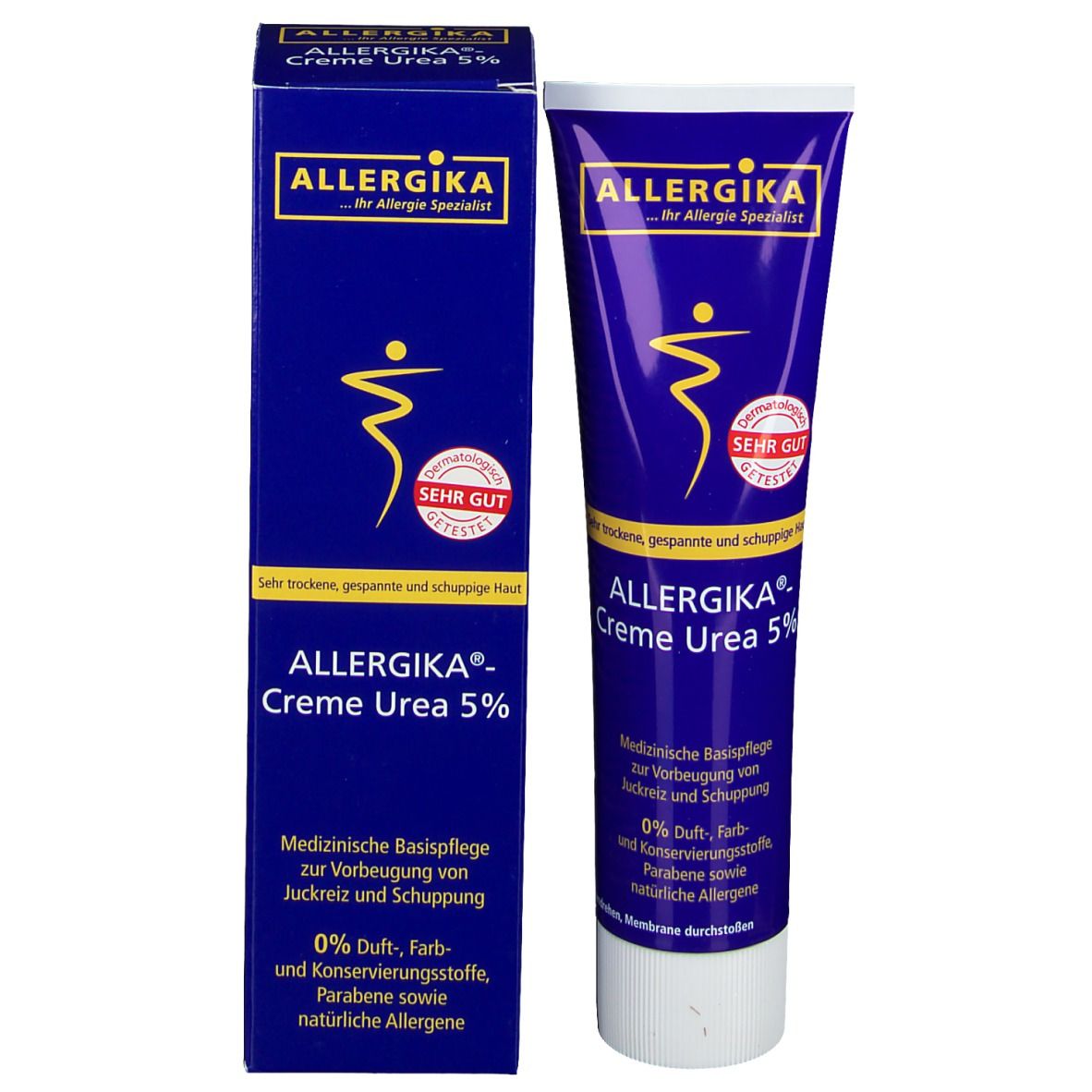 ALLERGIKA® Creme Urea 5% - Medizinische Spezialpflege zur Vorbeugung von Juckreiz und Schuppung, zur lokalen Intensivpflege an Händen, Ellbogen und Beinen