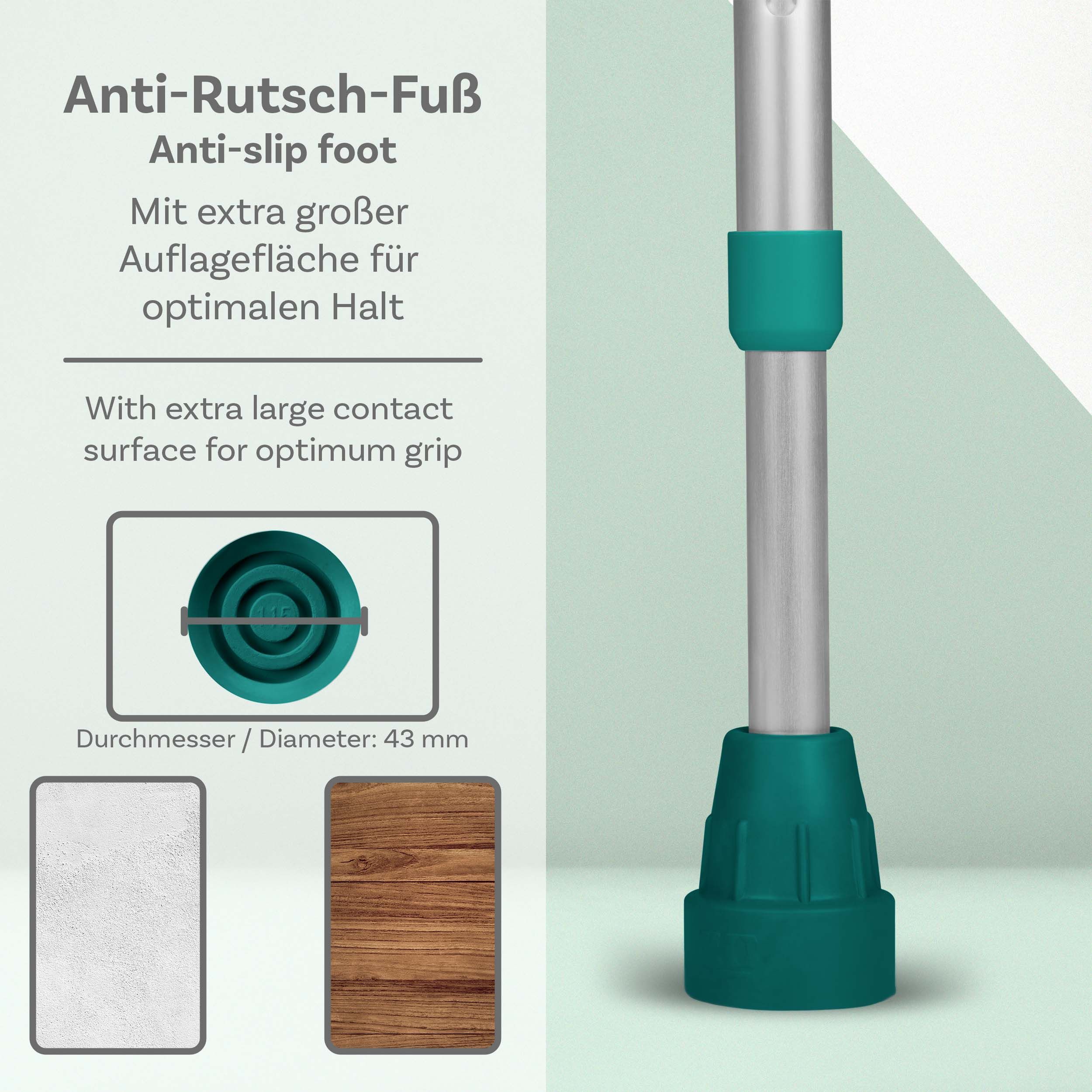 1x Krücke Klassiker - Ossenberg Unterarmgehstütze Gehhilfe in Türkis