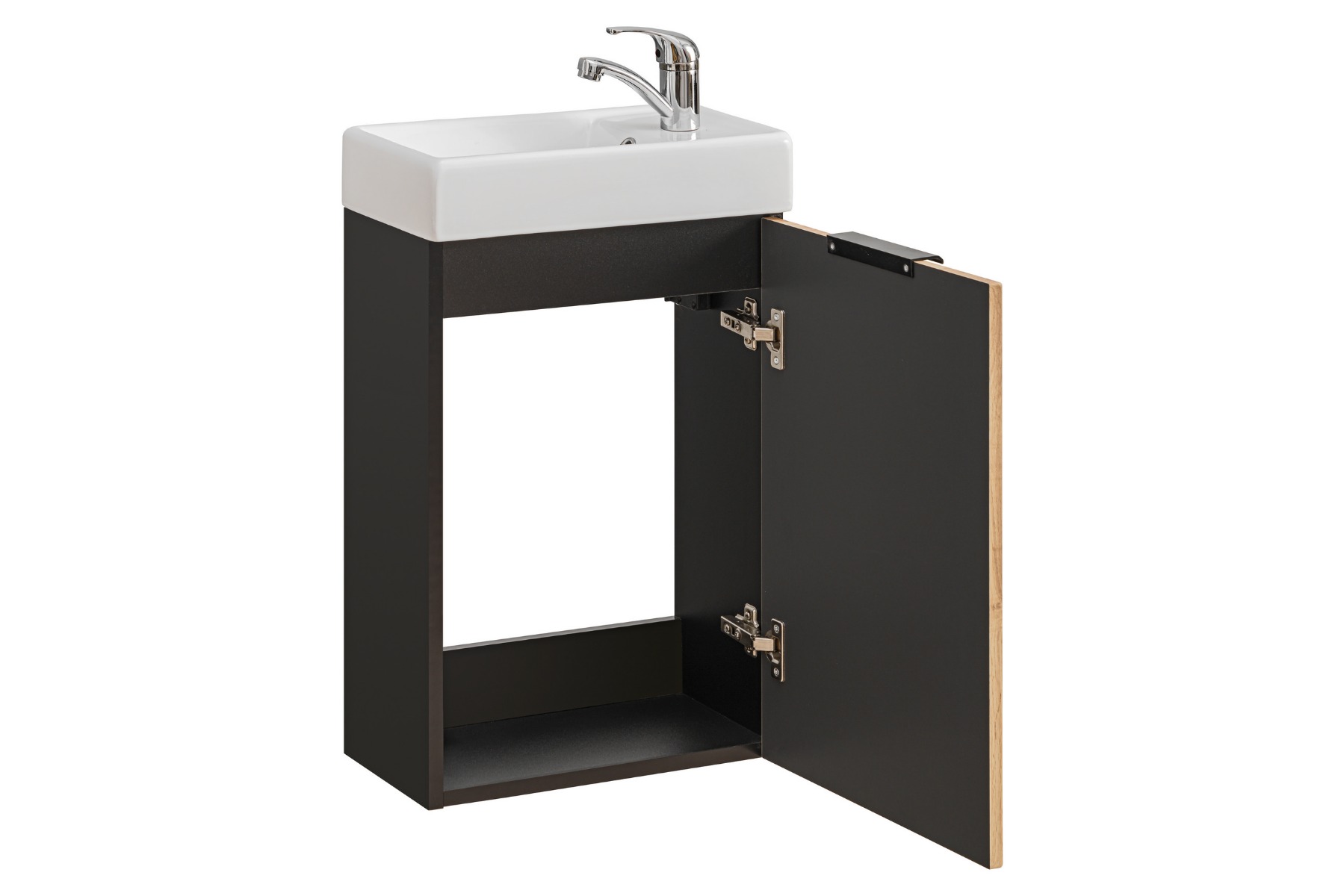 Comad Xilo Black Wotan FSC onderkast met ribbelfront 40cm zwart/eiken