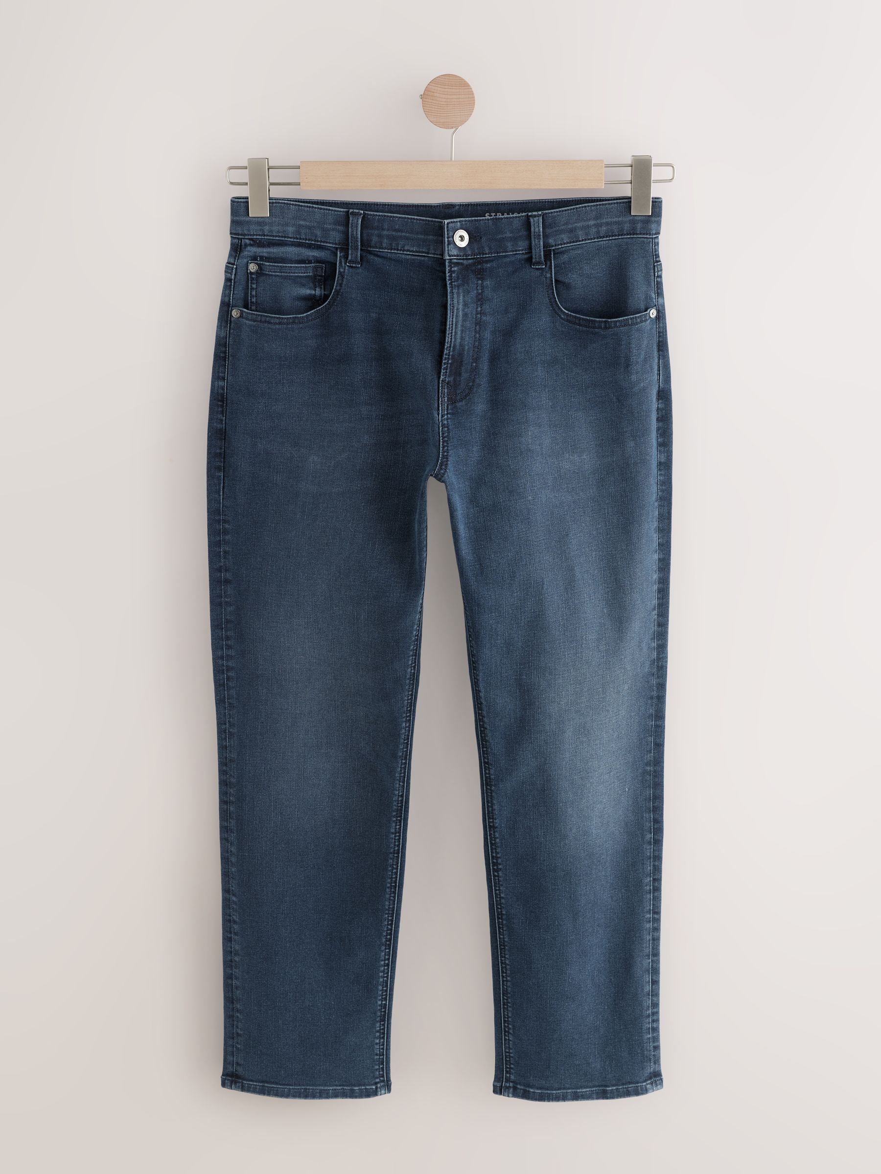 Blauw staal - Rechte, klassieke jeans met stretch
