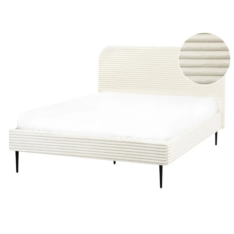 FLAYAT - Tweepersoonsbed - Gebroken wit - 140 x 200 cm - Corduroy