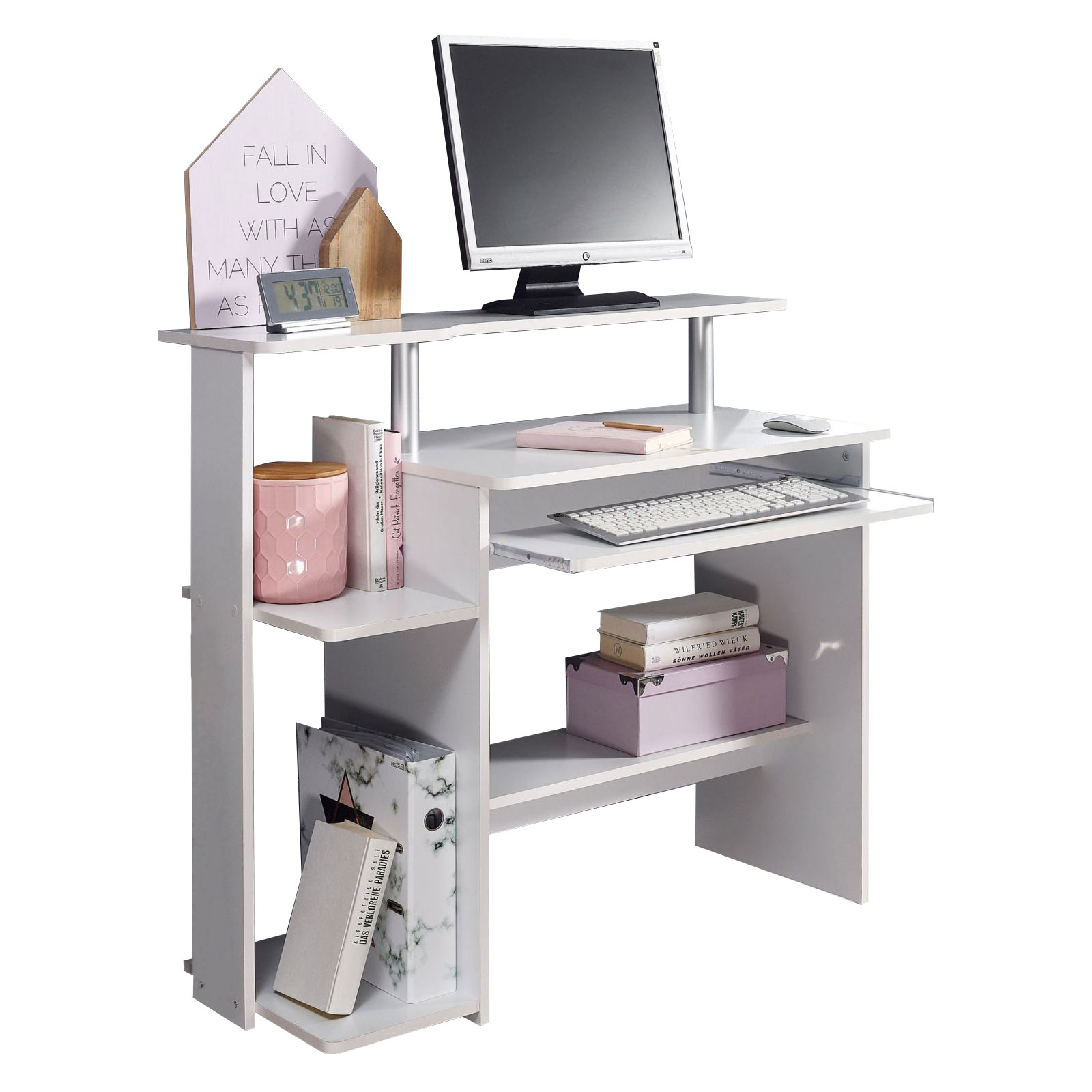 Schreibtisch - weiß - mit Tastaturauszug - 94 cm breit