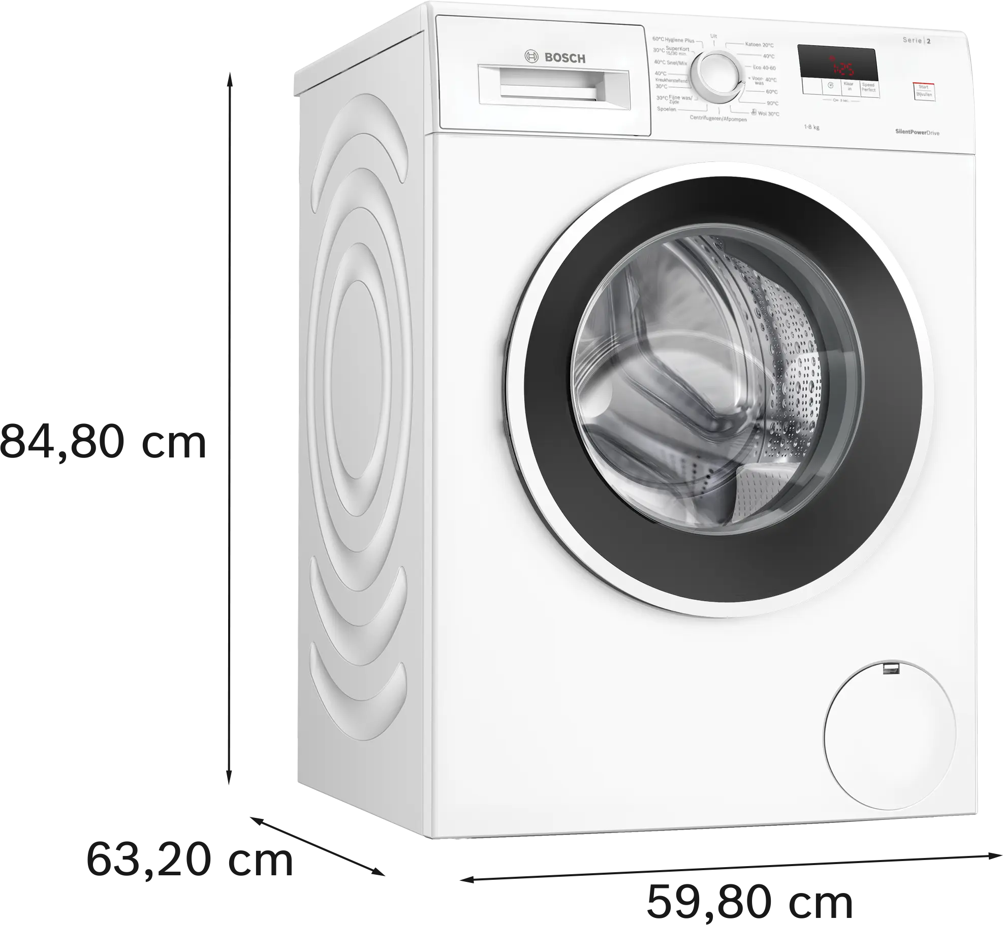 Serie 2 Wasmachine, voorlader 8 kg max. 1400 rpm