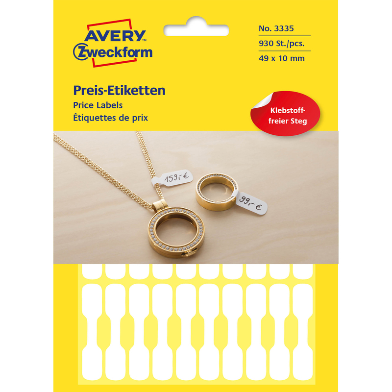 Avery Zweckform Preis-Etiketten, 3335, 49 x 10 mm, weiss