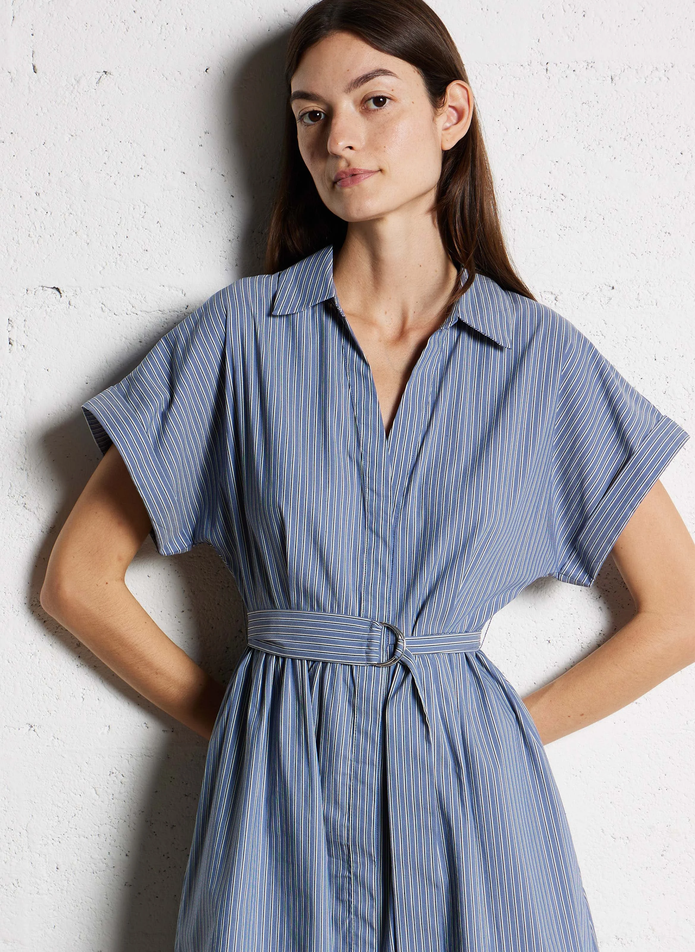 MARINA - Robe chemise cintrée en coton | Violet