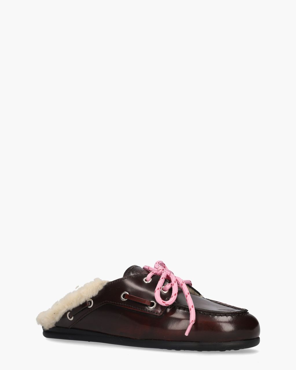 Posa Boat Loafer Mule Fur Bordeauxrood Damesslippers