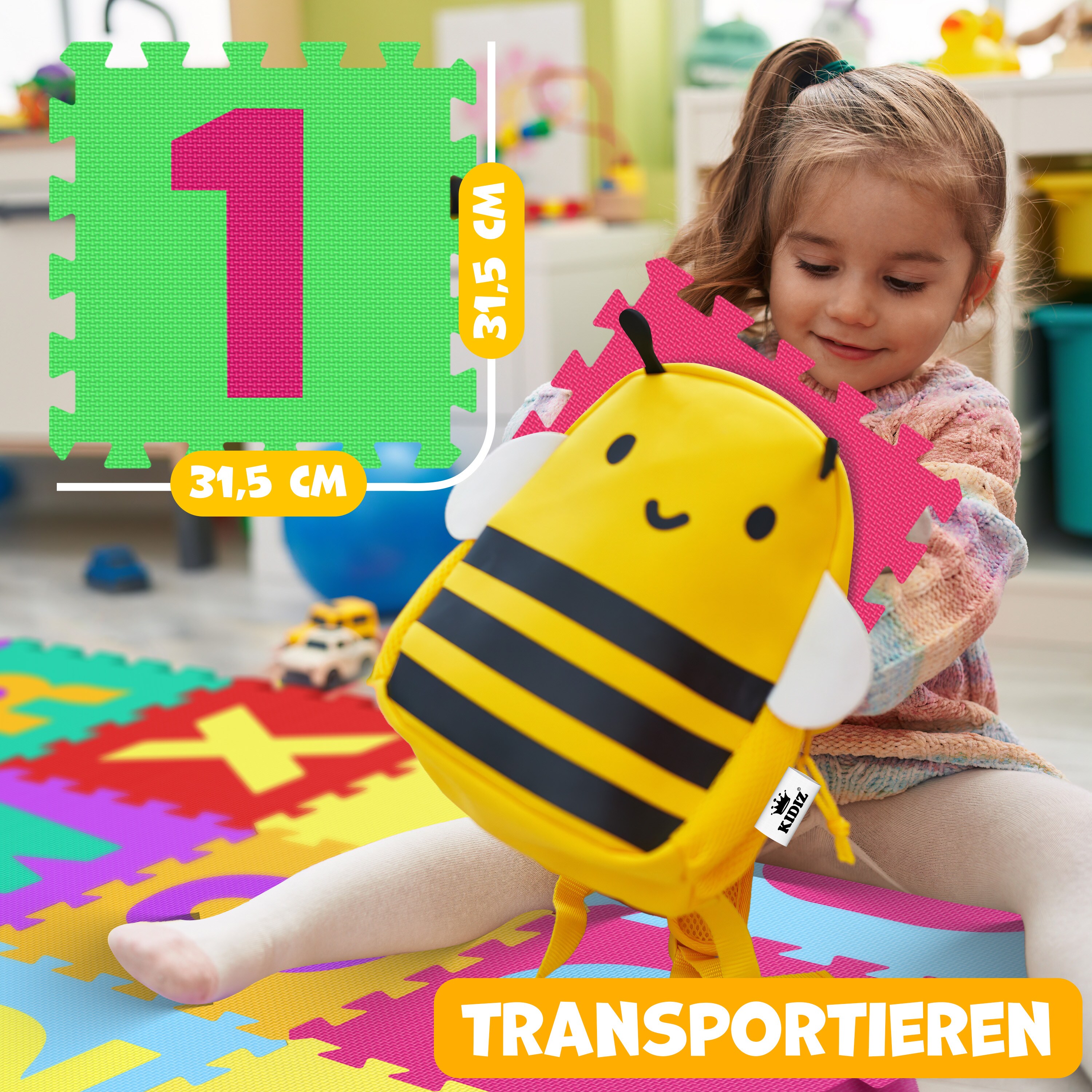 KIDIZ® 86 teilige Puzzlematte Kinderspielteppich Spielmatte Spielteppich Schaumstoffmatte Kinderteppich, Puzzle Zahlen und Buchstaben Schutzmatte
