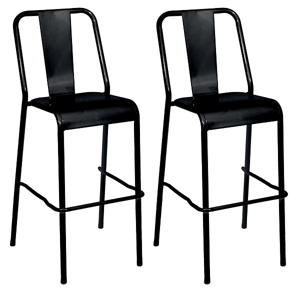 Tabourets hauts Arty extérieurs noirs (lot de 2)
