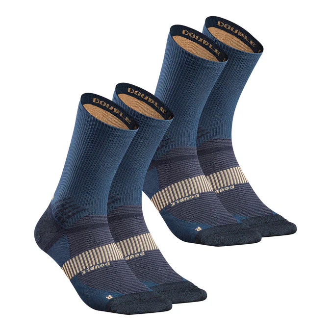 Decathlon Quechua - Meias de cano alto duplo Quechua MH 900 para caminhada - 2 pares
