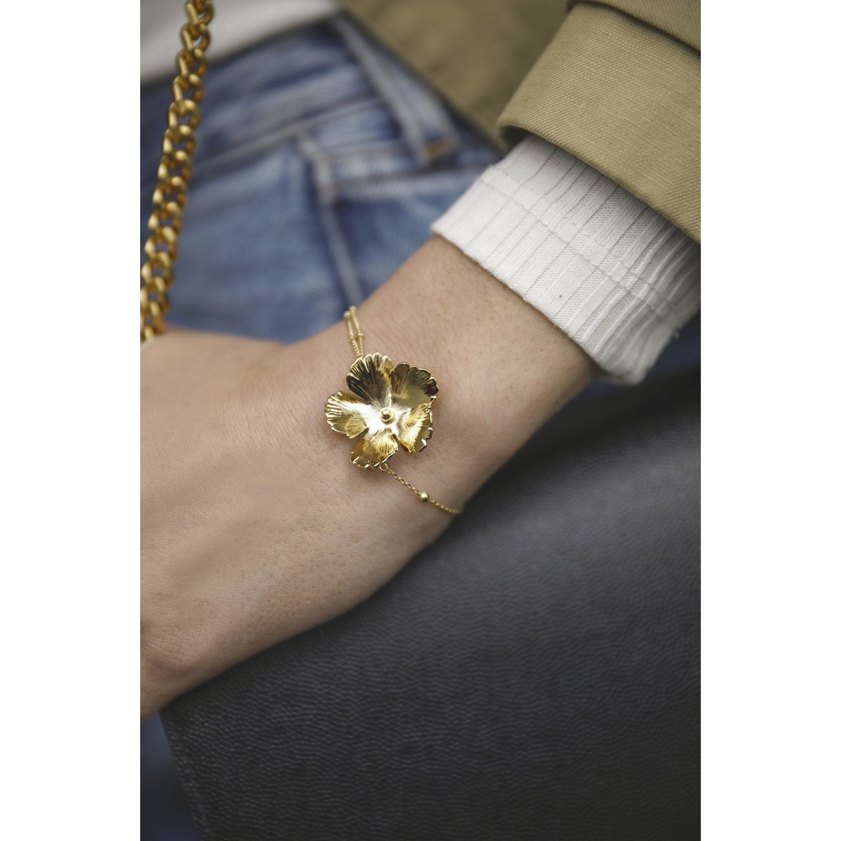 bracelet fleur doré à l'or fin - ORPHÉE