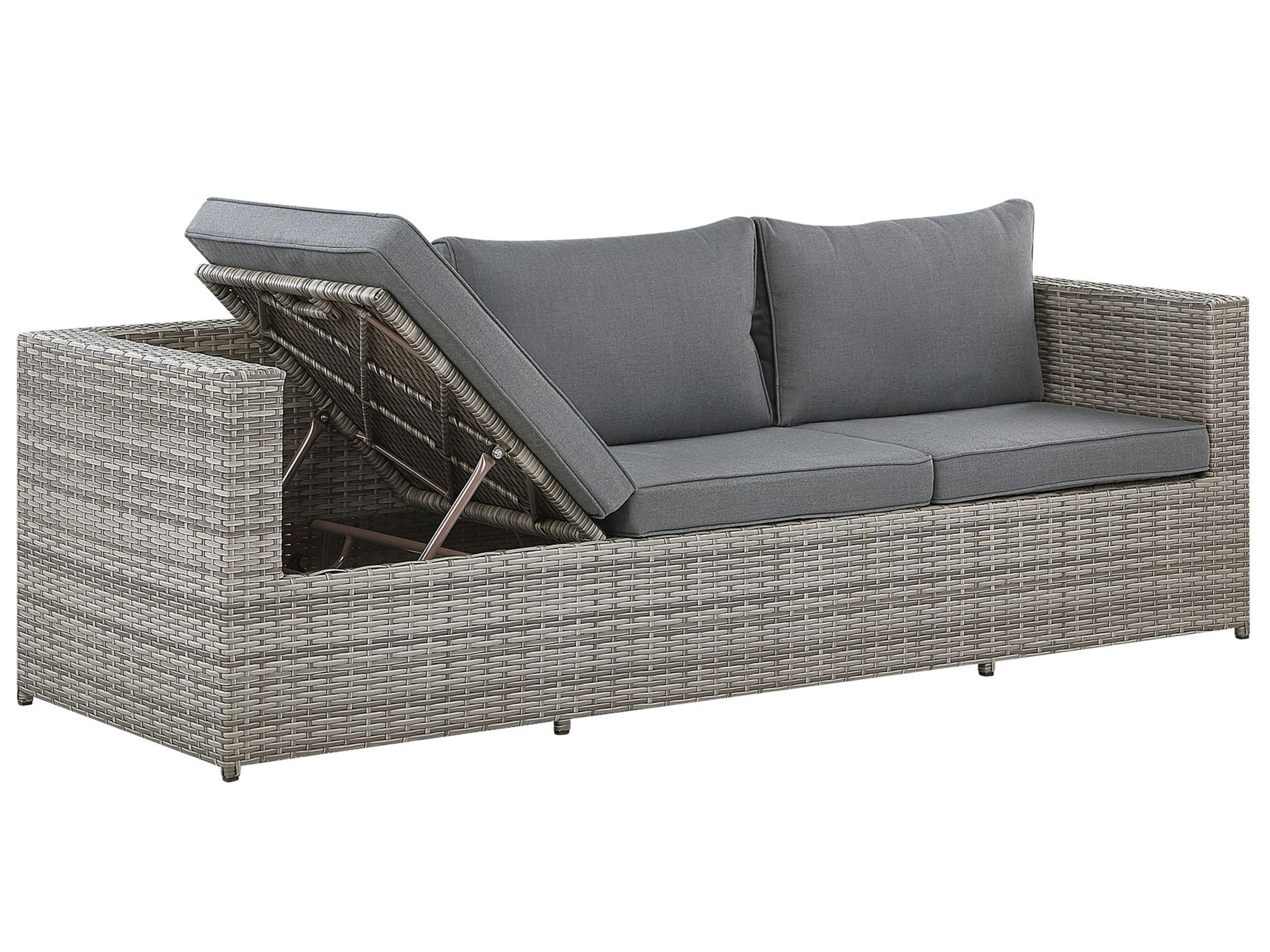 Tuin hoekloungeset met tafel 5-zits SABBIA rechtszijdig modulair PE rotan Lichtgrijs