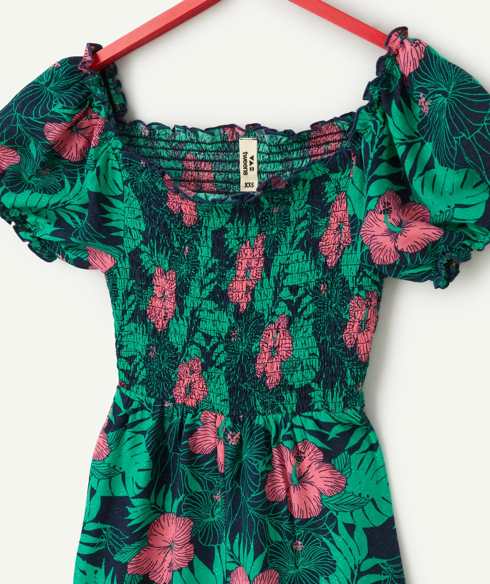 combi-short fille en viscose responsable imprimé tropical