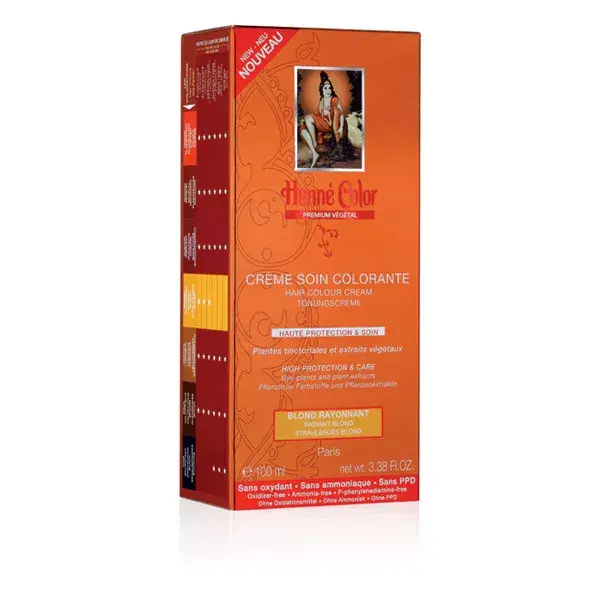 Creme de coloração capilar com henna, loiro radiante, 100ml
