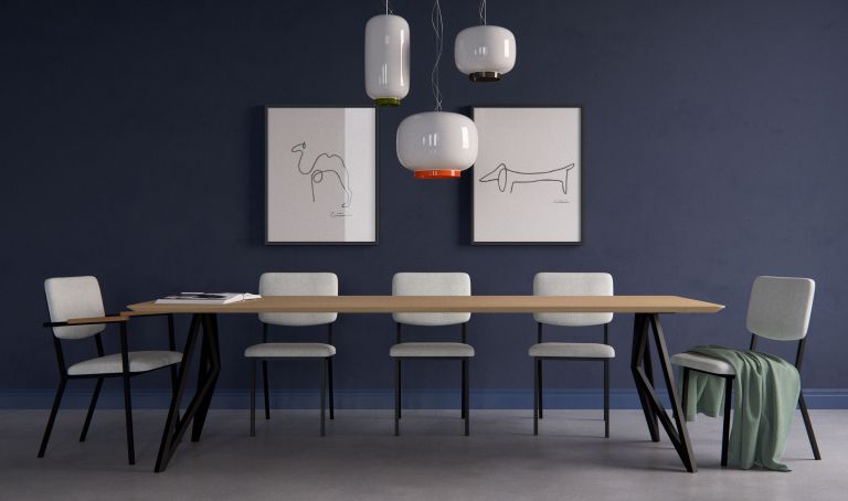 Studio HENK Butterfly tafel 300x100 wit frame, hardwax light 3041, verjong afgerond