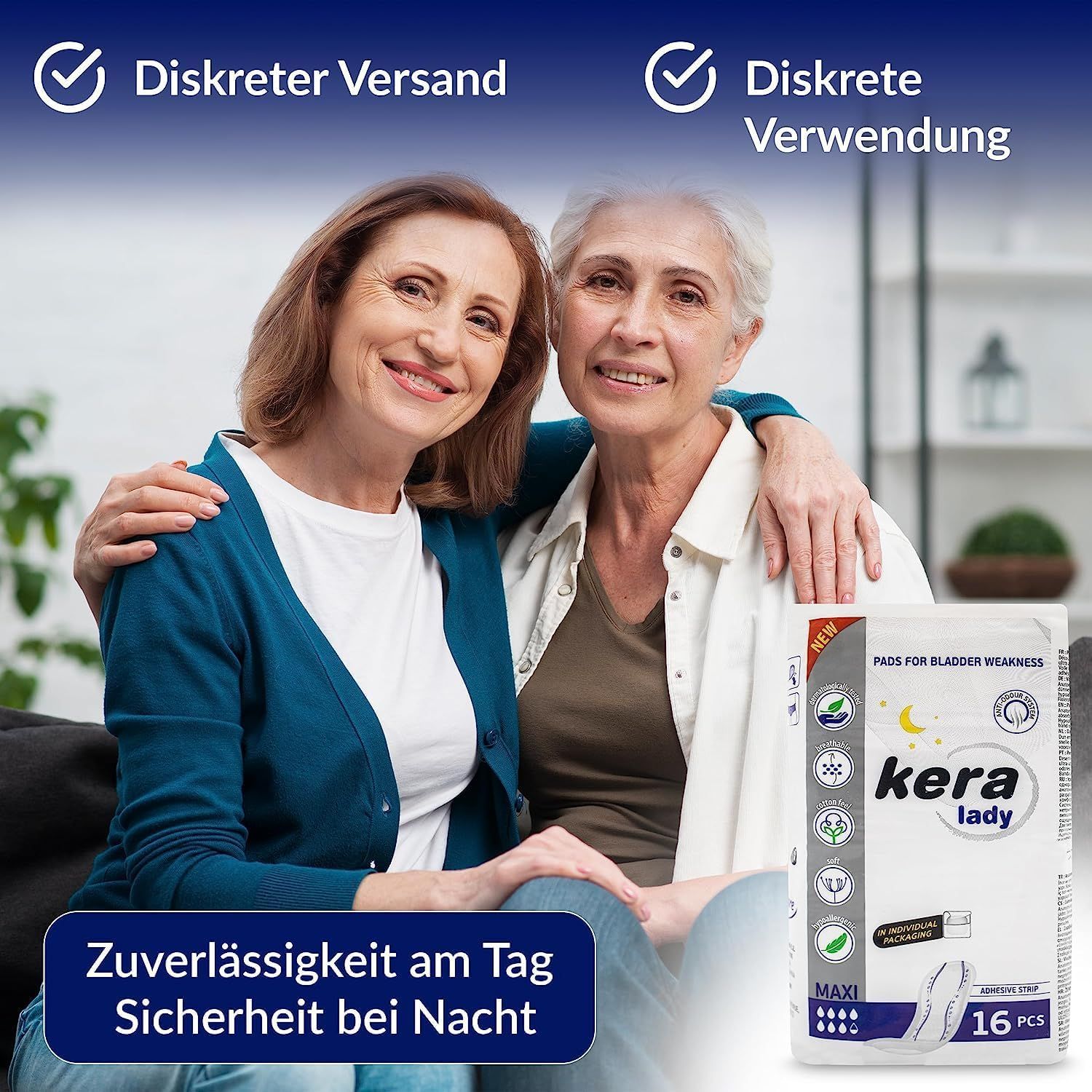 KERA® Inkontinenzeinlagen für Damen extra saugstarke Hygieneeinlagen für die Nacht