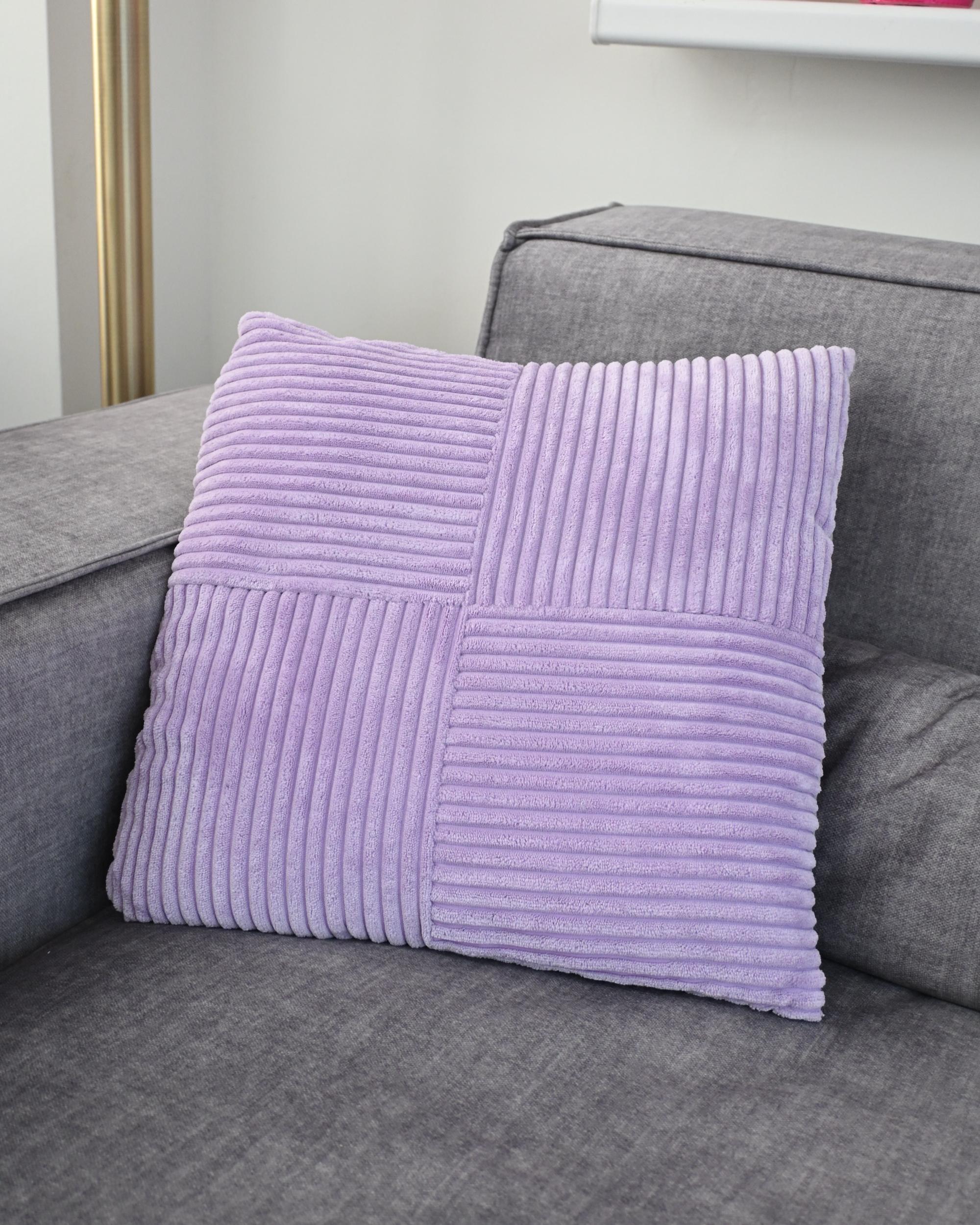 Set van 2 sierkussens MILLET Corduroy 43 x 43 cm Paars geometrisch patroon