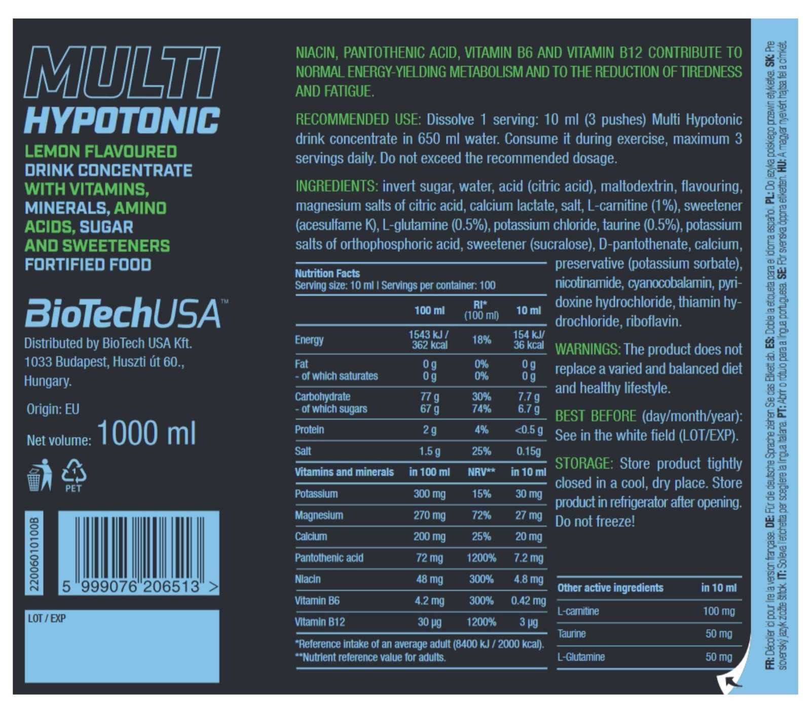 Biotech USA Multi hipotónico 1000ml