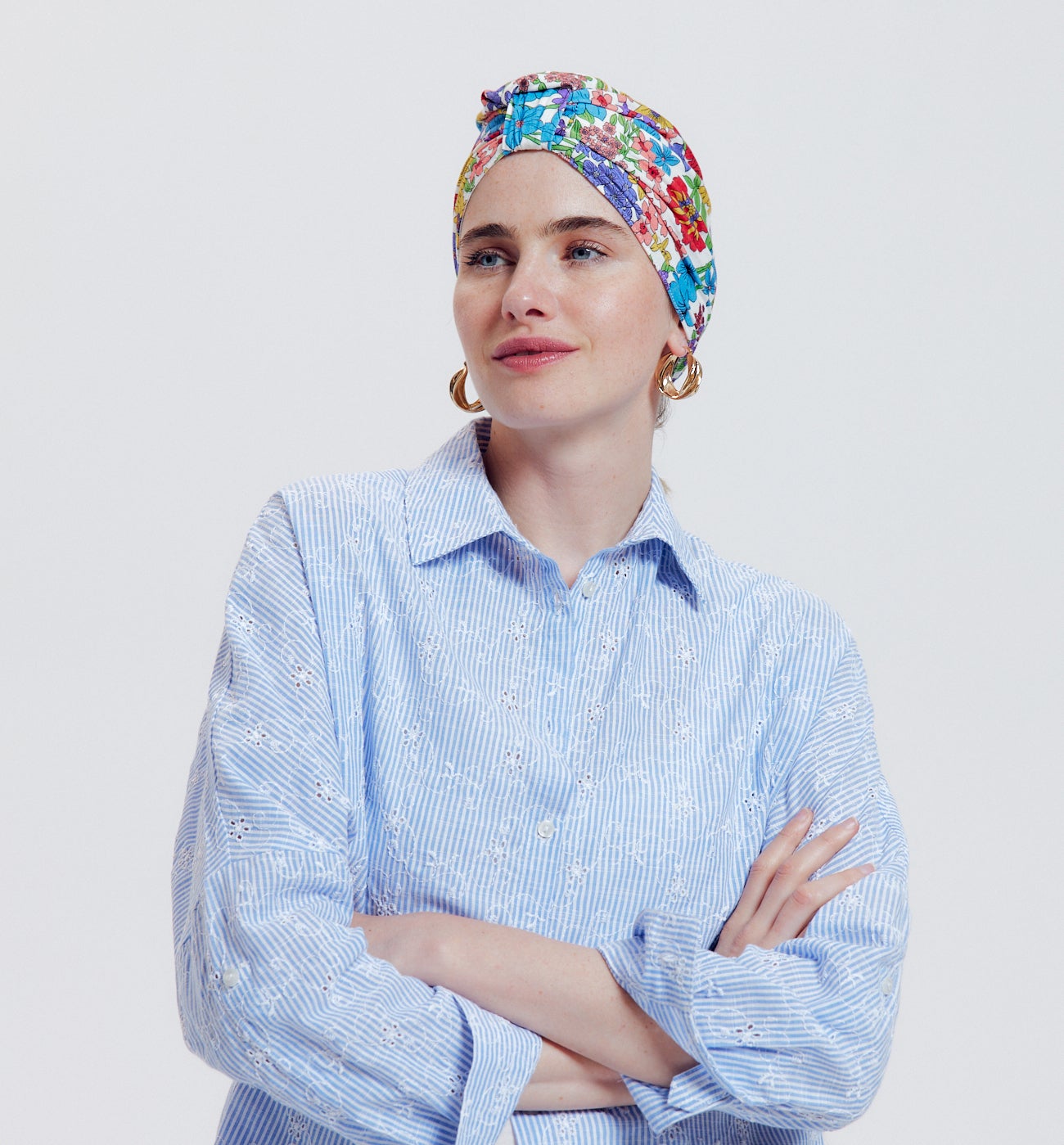 Bonnet-turban en jersey Femme - Imprimé écru