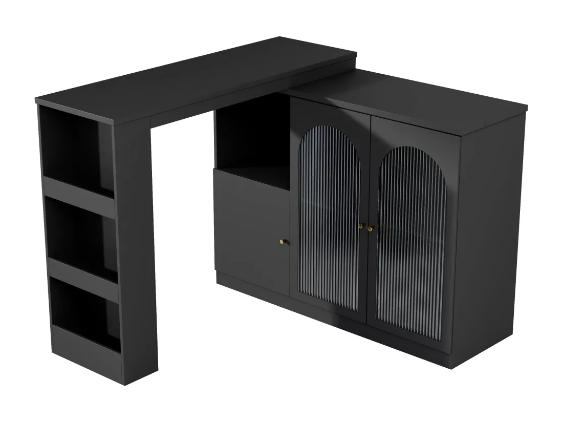 Buffet、Meuble de bar rotatif en MDF - grand espace de rangement - style contemporain - Noir